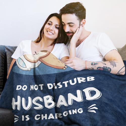 Leebbsin Funny Gifts for Husband Fathers Day, Husband Birthday Gift, Husbands is Charging Sloth Blanket, Anniversary Wedding Gifts for Husbands from Wife, Gift for Him Christmas 60" x 50" - Image 3