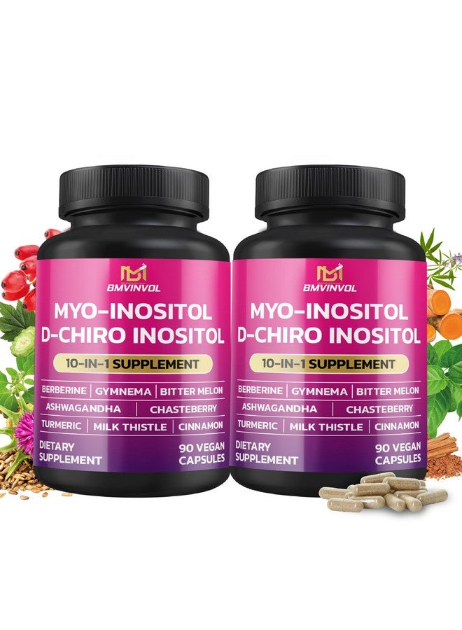 BMVINVOL BMVINVOL 2 Pack Inositol Supplement-Myo-Inositol and D-Chiro Inositol Ideal 40:1 Ratio - Plus Berberine, Cinnamon, Ashwagandha+5 More-60 Day Supply - Image 1