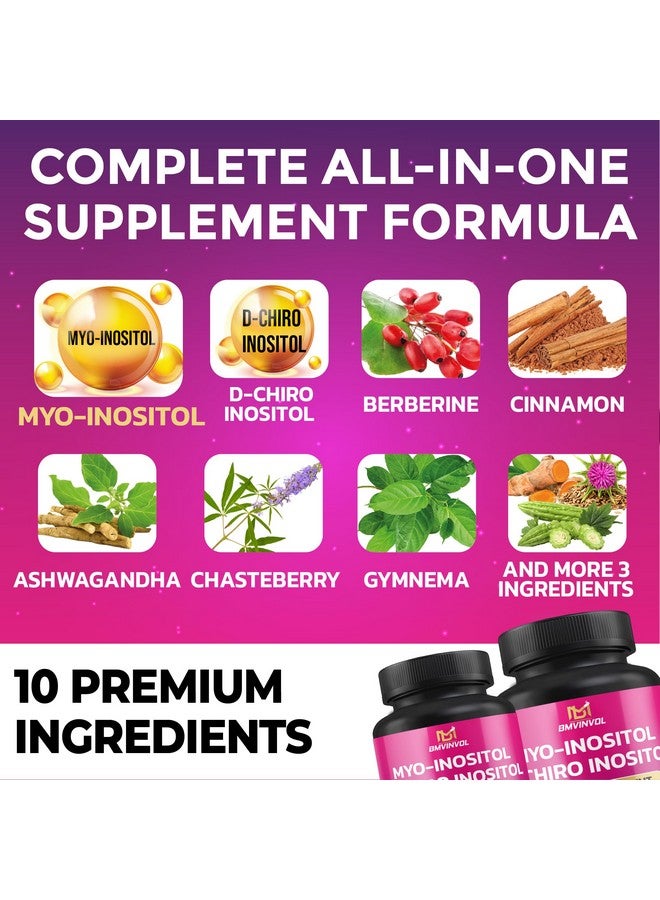 BMVINVOL BMVINVOL 2 Pack Inositol Supplement-Myo-Inositol and D-Chiro Inositol Ideal 40:1 Ratio - Plus Berberine, Cinnamon, Ashwagandha+5 More-60 Day Supply - Image 3