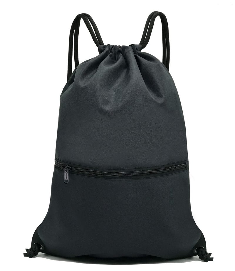 HOLYLUCK Drawstring Backpack Bag Sport Gym Sackpack - black - Image 1