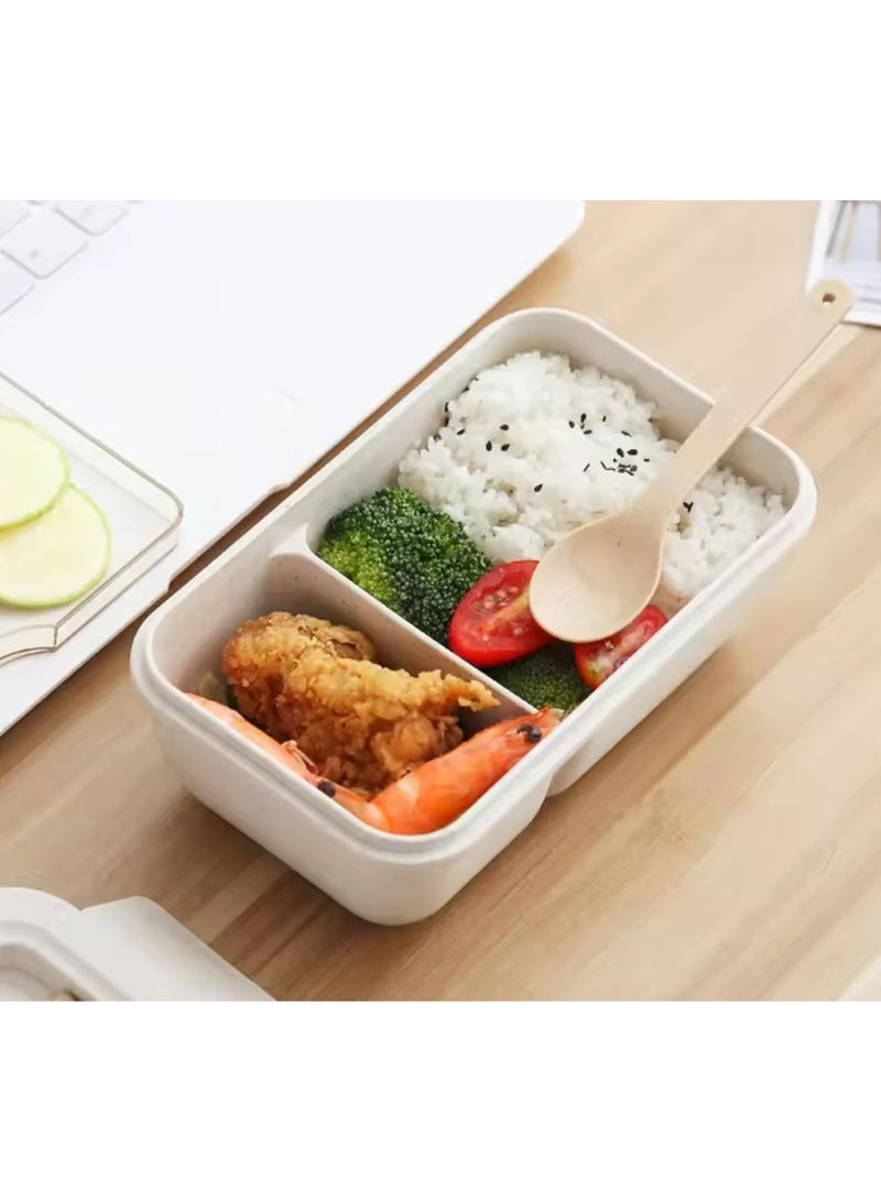 Lunch box with a capacity of 1100 ml, divided into 3 sections for eating lunch, with a plastic spoon and fork - Image 3