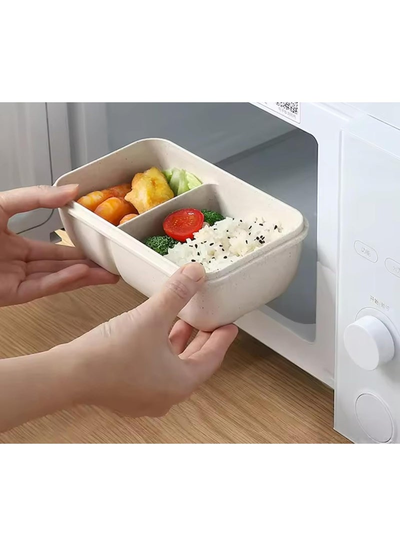 Lunch box with a capacity of 1100 ml, divided into 3 sections for eating lunch, with a plastic spoon and fork - Image 5