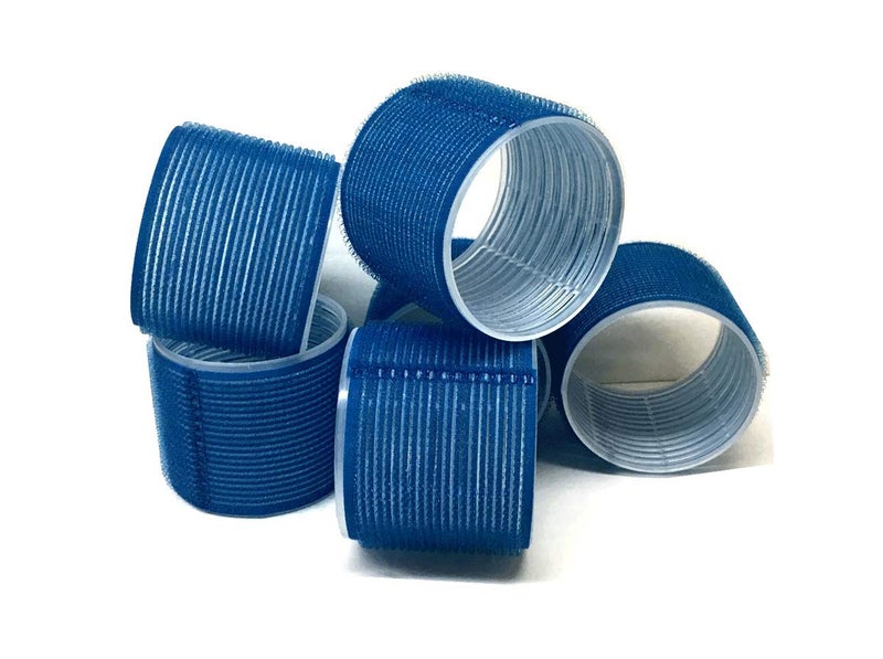 THE UM24 6 Pack Super Jumbo Self Grip Hair Rollers Pro Salon Hairdressing  Big Curlers Create Volume For Long Hair Blue