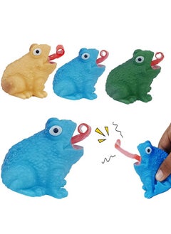 Wizme Wizme Kids Squishy Soft Squeezy Frog Toy Whistle Sound Toy Funny Tongue Out Sound Making Toy/Slow Rising Toy for Kids Boys and Girls Pack of 1 (Set of 4)  - Image 1