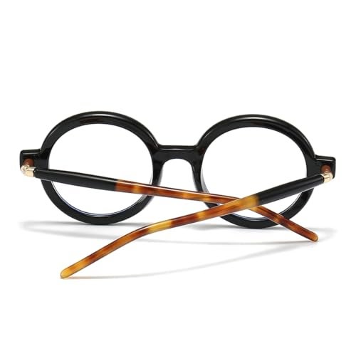 Gleyemor Retro Round Blue Light Glasses for Men Women 90s Vintage Costume Cosplay Glasses (Black & Tortoise) - Image 5
