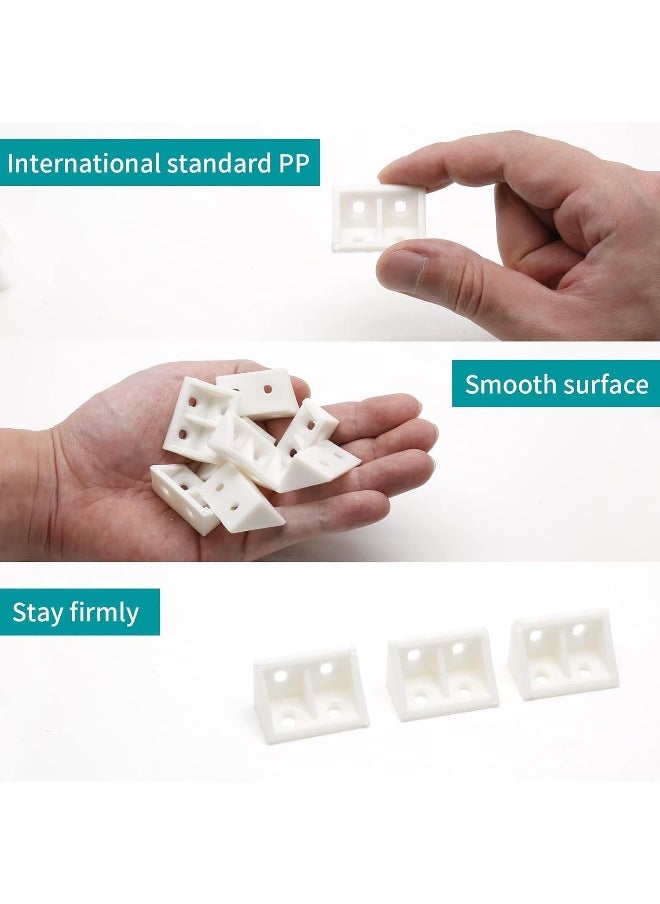 Biella 10 Pcs White Plastic Right Angle Brackets 4-Hole Board Holder L Shape Corner Brackets With Screws  - Image 4