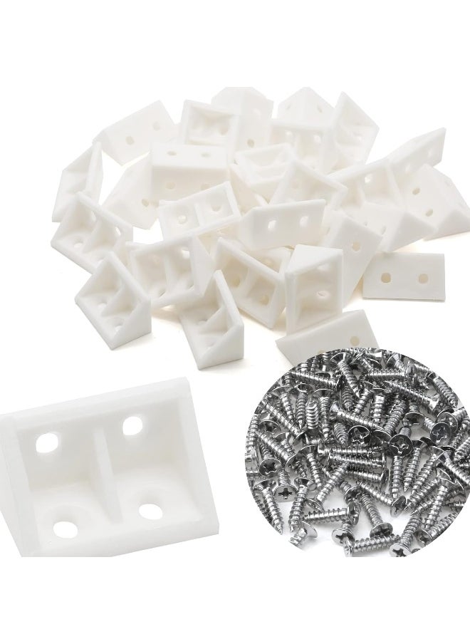 Biella 10 Pcs White Plastic Right Angle Brackets 4-Hole Board Holder L Shape Corner Brackets With Screws  - Image 1