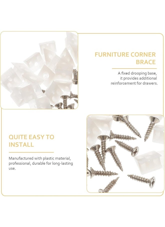 Biella 10 Pcs White Plastic Right Angle Brackets 4-Hole Board Holder L Shape Corner Brackets With Screws  - Image 3