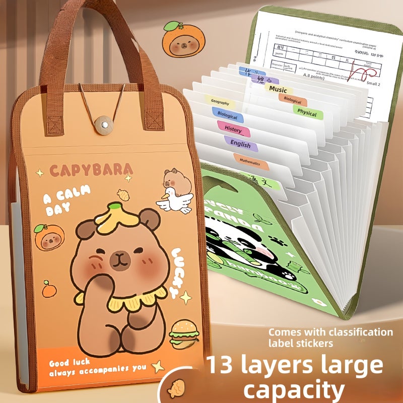 Dark Brown New 13 Layer Accordion File Organizer A4 Expandable Vertical Folders - Image 5