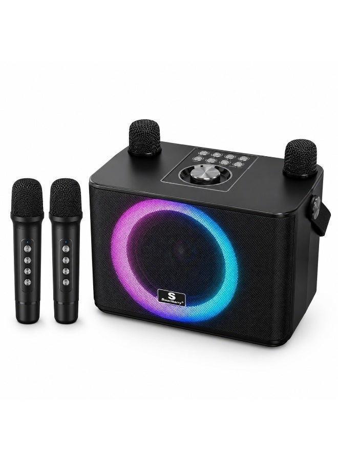 Smartbarry M23 Max Portable Karaoke Speaker with 2 Wireless Microphones, Bluetooth Audio System, RGB LED Party Lights, Rechargeable Design, Deep Bass Sound for Home Entertainment - Image 3