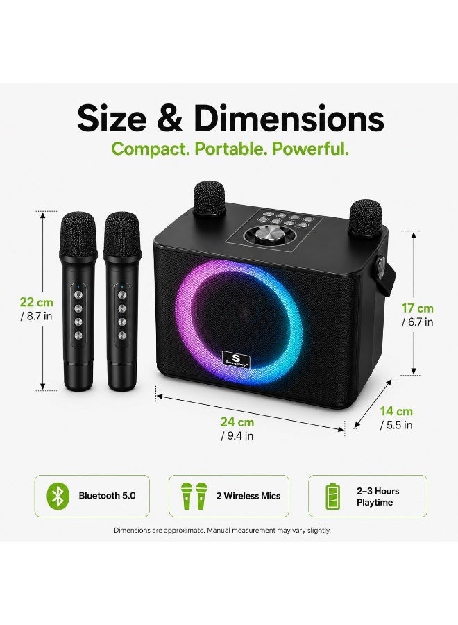 Smartbarry M23 Max Portable Karaoke Speaker with 2 Wireless Microphones, Bluetooth Audio System, RGB LED Party Lights, Rechargeable Design, Deep Bass Sound for Home Entertainment - Image 5