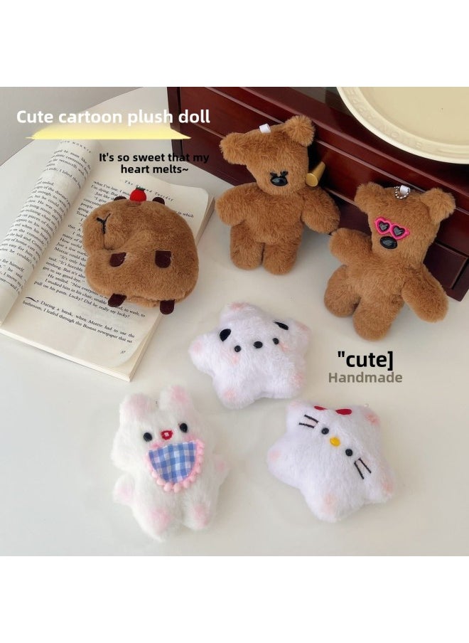null - Squeaky Doll Batch Cartoon White Rabbit Mr. Bean Teddy Bear Pendant Schoolbag Pendant Gift For Girlfriend-Specifications:Bean Bear Sunglasses Edition-Color:No Bead Chain With Squeaking (no Opening) - Image 1