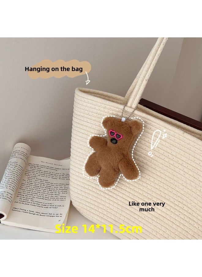 null - Squeaky Doll Batch Cartoon White Rabbit Mr. Bean Teddy Bear Pendant Schoolbag Pendant Gift For Girlfriend-Specifications:Bean Bear Sunglasses Edition-Color:No Bead Chain With Squeaking (no Opening) - Image 1