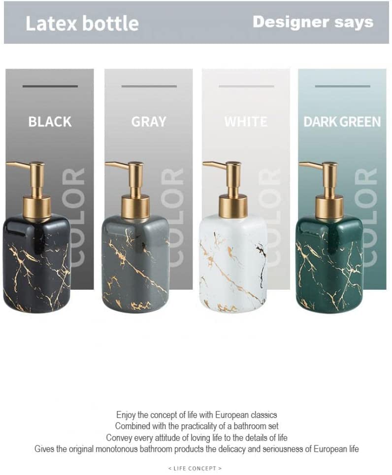 FabSeasons Soap Dispenser with Pump, Italian Marble Pattern Dispensar Bottle Used in Hotels, B&B's & Homes-Kitchen & Bathroom Grey - Image 4