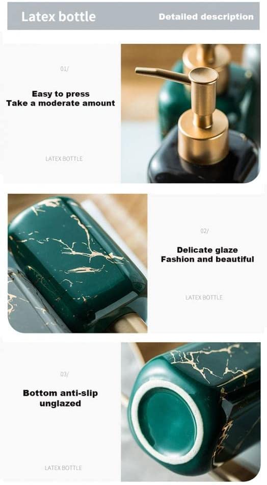 FabSeasons Soap Dispenser with Pump, Italian Marble Pattern Dispensar Bottle Used in Hotels, B&B's & Homes-Kitchen & Bathroom Grey - Image 2