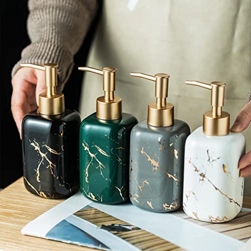 FabSeasons Soap Dispenser with Pump, Italian Marble Pattern Dispensar Bottle Used in Hotels, B&B's & Homes-Kitchen & Bathroom Grey - Image 3