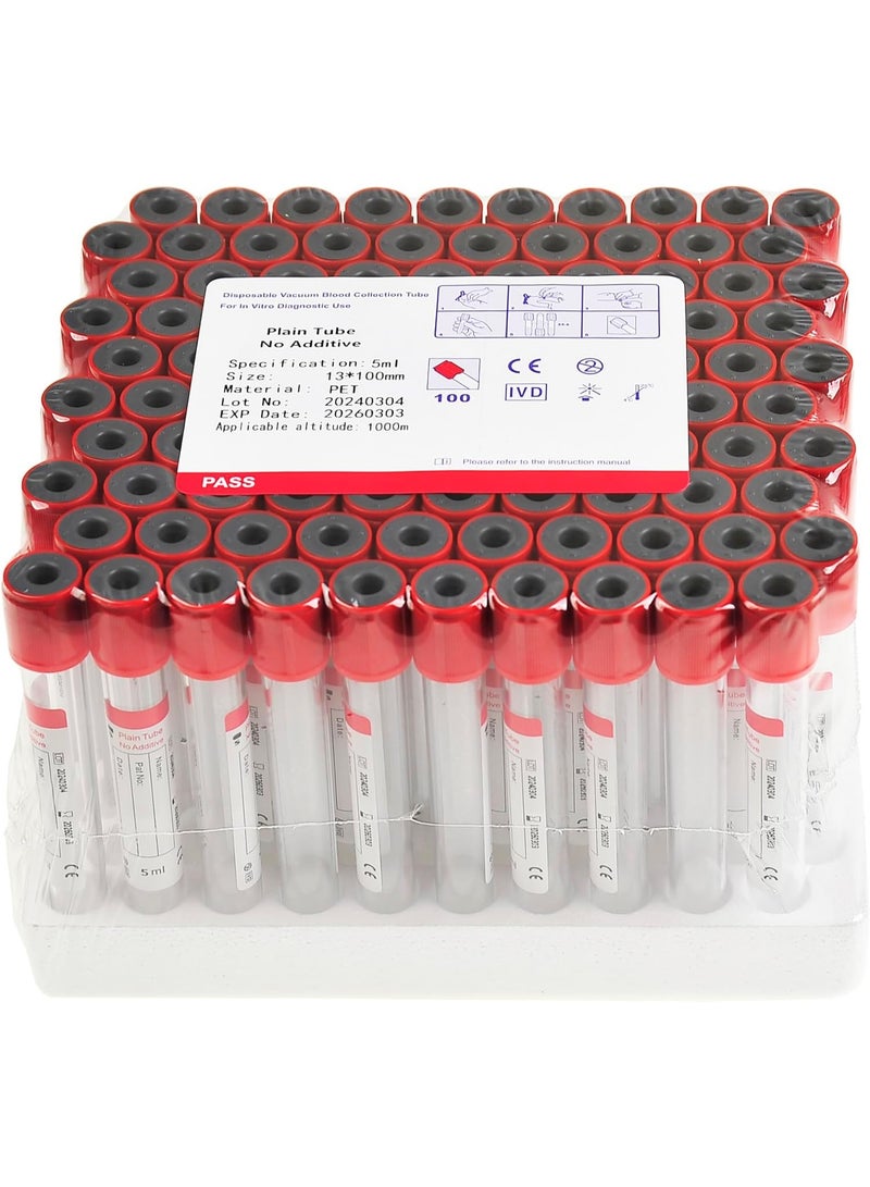 SKYLINE Lab Vacuum Blood Collection Tubes 3ml Red 100CS - Image 1