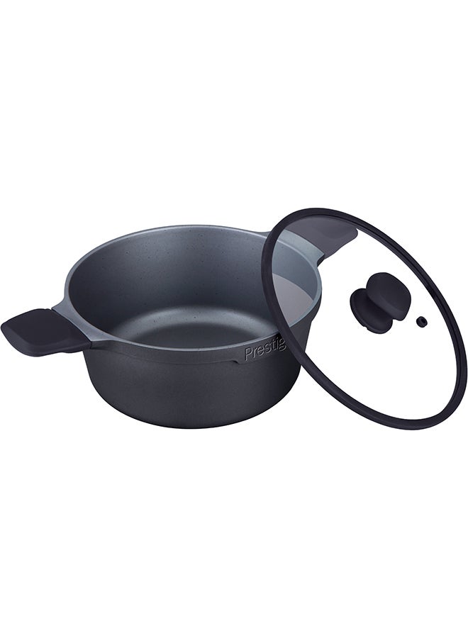Prestige Essential Cast Aluminum 20 Cm Casserole With Glass Lid | Non Stick Induction-Based Stockpot With Lid black - Image 1