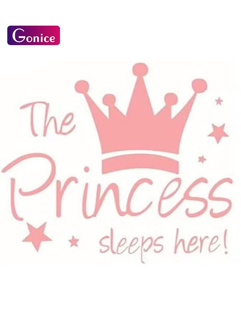 Gonice Pink Princess Crown Wall Sticker Little Girl Bedroom Wall Sticker Little Girl Bedside Wall Sticker PVC Waterproof Wall Sticker Give Kids - Image 1