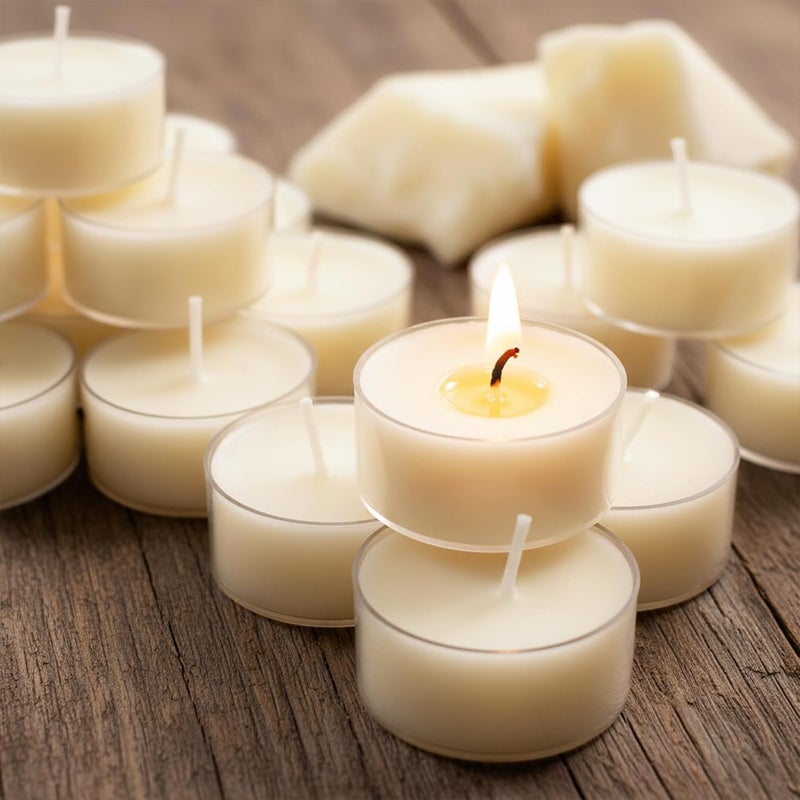 MOSROAD Natural Beeswax Tealight Candles White, 16 Packs, Pure Beeswax Tea Candles in Clear Cup, Organic Ivory Small Tea Light Candles with 4 Hours Clean Burn Time, Soy, Paraffin, & Fragrance Free - Image 1
