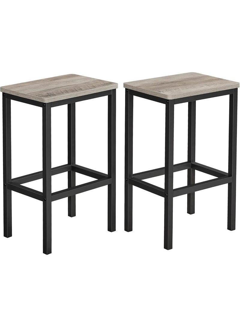 VASAGLE Bar Stools, Set of 2 Counter-Height Chairs with Footrest, Industrial-Style Kitchen Breakfast Bar Seating for Living Room or Party Room, Greige and Black, - Image 1