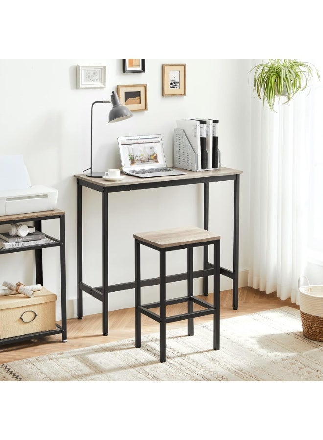 VASAGLE Bar Stools, Set of 2 Counter-Height Chairs with Footrest, Industrial-Style Kitchen Breakfast Bar Seating for Living Room or Party Room, Greige and Black, - Image 3