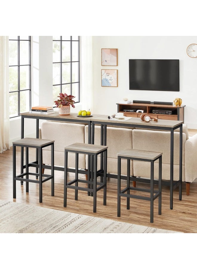 VASAGLE Bar Stools, Set of 2 Counter-Height Chairs with Footrest, Industrial-Style Kitchen Breakfast Bar Seating for Living Room or Party Room, Greige and Black, - Image 5