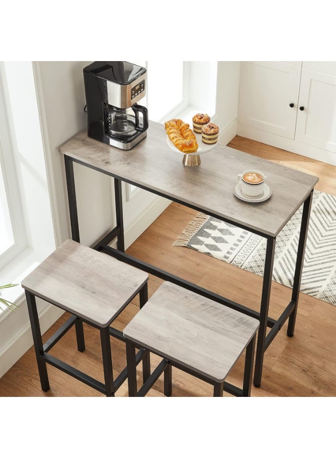 VASAGLE Bar Stools, Set of 2 Counter-Height Chairs with Footrest, Industrial-Style Kitchen Breakfast Bar Seating for Living Room or Party Room, Greige and Black, - Image 4