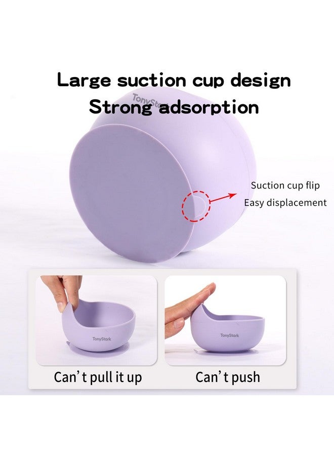 TONY STARK 7 Pcs Silicone Baby Feeding Set Bpa-Free,Microwave Safe,Anti-Slip Base | Complete Tableware Kit For Babies & Toddlers With Suction Plate,Bowl,Cup, Spoon,Fork & Bib (Lavender) - Image 2