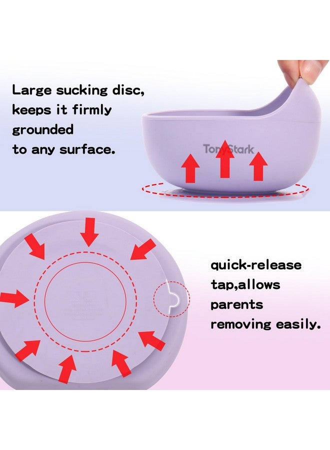 TONY STARK 7 Pcs Silicone Baby Feeding Set Bpa-Free,Microwave Safe,Anti-Slip Base | Complete Tableware Kit For Babies & Toddlers With Suction Plate,Bowl,Cup, Spoon,Fork & Bib (Lavender) - Image 4