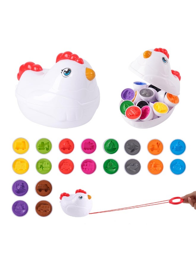 Arabest Matching Eggs Toy Chicken Easter Eggs Toy for Toddler Fine Motor Skills Color & Shape Sorter Recognition Egg Toys Montessori Sensory Educational Geometric Puzzle Toys Best Gifts for Kids Boys Girls - Image 1