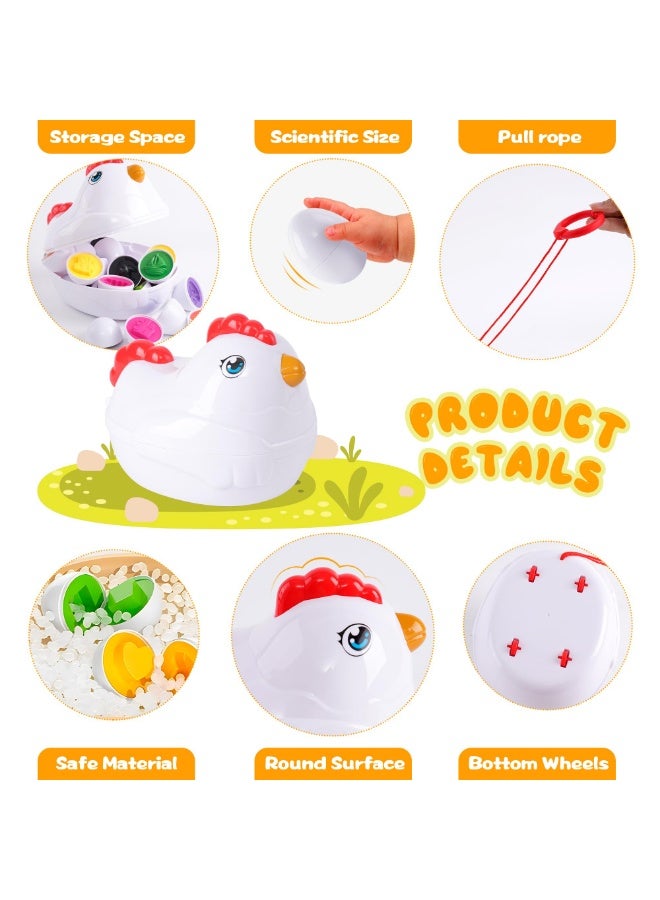 Arabest Matching Eggs Toy Chicken Easter Eggs Toy for Toddler Fine Motor Skills Color & Shape Sorter Recognition Egg Toys Montessori Sensory Educational Geometric Puzzle Toys Best Gifts for Kids Boys Girls - Image 3