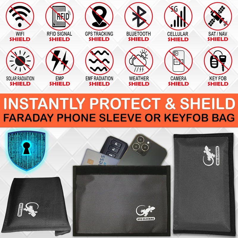 Faraday Bag Anti-Tracking GPS RFID Car Key Signal Blocker Wallet Shielding Pouch Protective Case for Cell Phone Car Key FOB, Data Privacy, Electronic Device Security (DARK GREY - NYLON) - Image 2