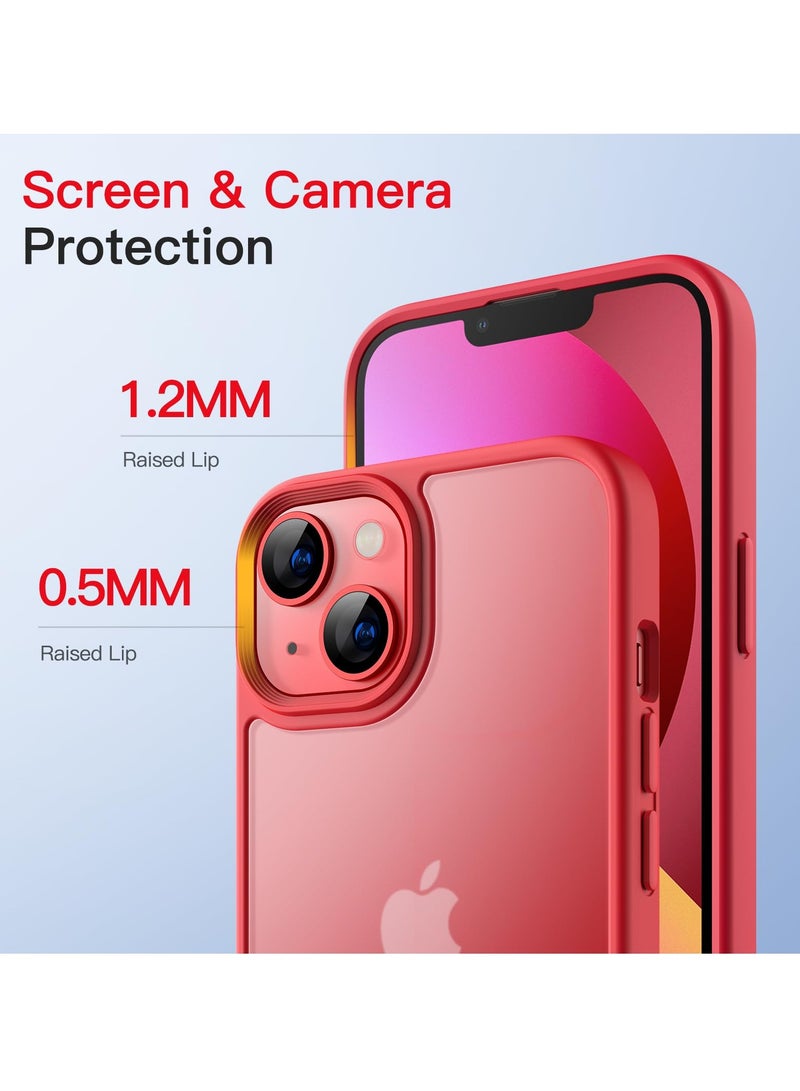 جي تيك حافظة غير لامعة لهاتف آيفون 13 مقاس 6.1 بوصة، مقاومة للصدمات بدرجة عسكرية، حماية من السقوط، غطاء خلفي شفاف بلوري مضاد لبصمات الأصابع، أحمر - Image 5