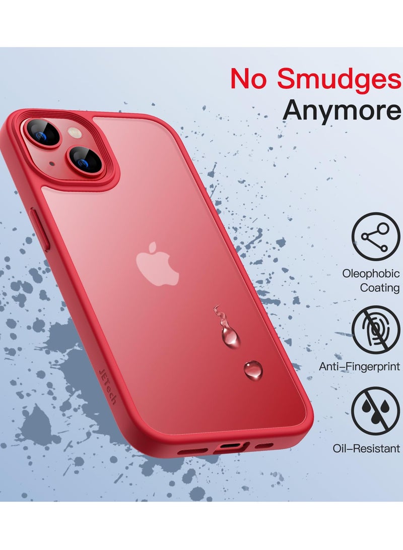 جي تيك حافظة غير لامعة لهاتف آيفون 13 مقاس 6.1 بوصة، مقاومة للصدمات بدرجة عسكرية، حماية من السقوط، غطاء خلفي شفاف بلوري مضاد لبصمات الأصابع، أحمر - Image 4