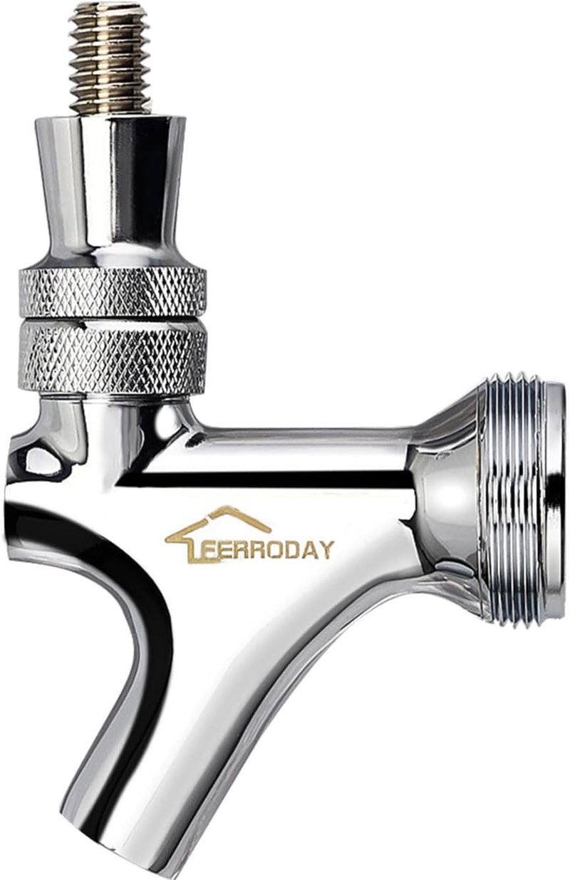 Ferroday Stainless Steel Core Draft Beer Faucet Polished Brass Beer Faucet for Keg Tap Tower Beer Shank & Kegerator Beer Faucet Classic Beer Dispensing Tap Standard Faucet Tap - Image 1