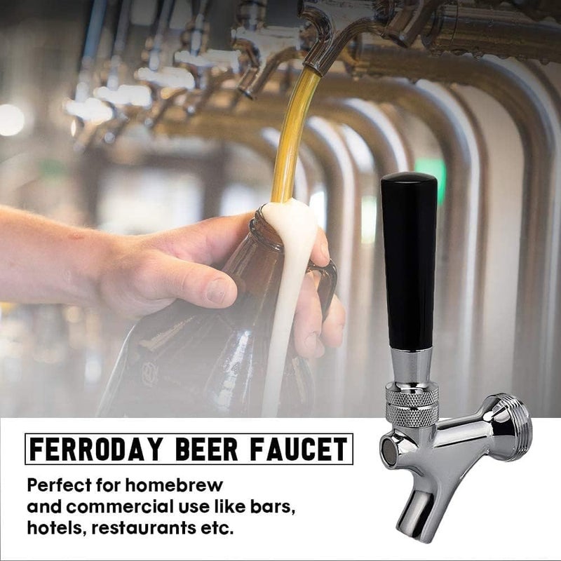 Ferroday Stainless Steel Core Draft Beer Faucet Polished Brass Beer Faucet for Keg Tap Tower Beer Shank & Kegerator Beer Faucet Classic Beer Dispensing Tap Standard Faucet Tap - Image 5