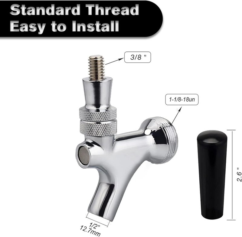 Ferroday Stainless Steel Core Draft Beer Faucet Polished Brass Beer Faucet for Keg Tap Tower Beer Shank & Kegerator Beer Faucet Classic Beer Dispensing Tap Standard Faucet Tap - Image 3