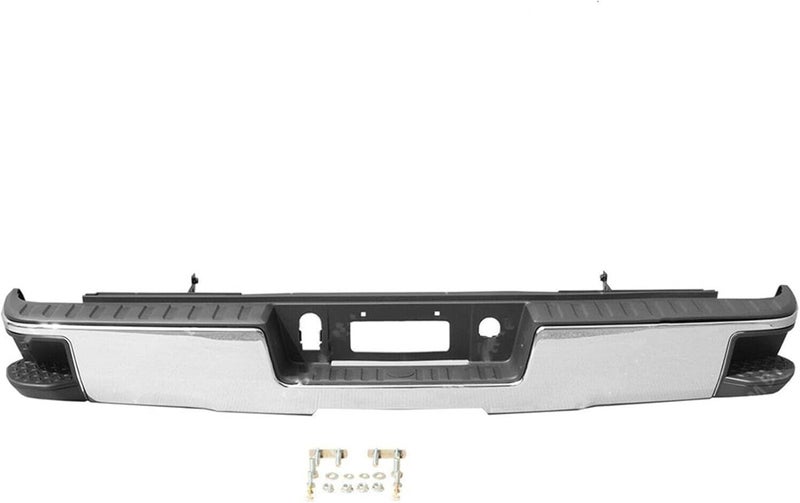 cheekyglo Steel Rear Bumper Assembly Replacement for 2014-2018 Chevy Silverado GMC Sierra 1500 without Park Assist Sensors 15 16 17 GM1103176 Chrome - Image 1