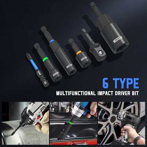 XOOL 36PCS Magnetic Nut Driver Set, Metric and SAE Nut Driver Set for 1/4" Quick-Change Hex Shank, Impact Drill Driver Bit Set with Storage Bag - Image 3
