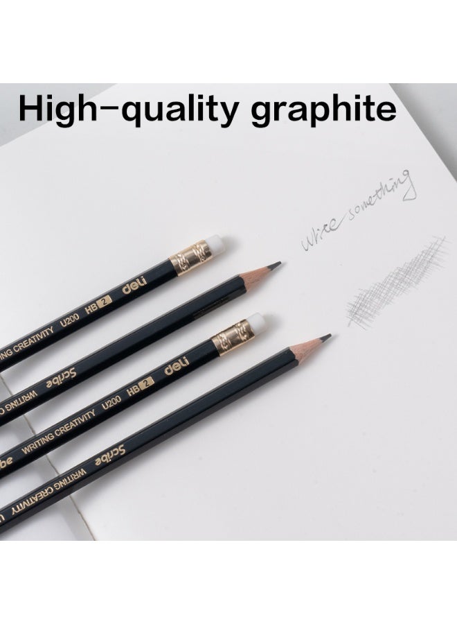 Deli Graphite Pencil Set – Pack of 4*12-Piece Black Pencils with Non-Toxic PVC-Free Eraser, High-Quality Basswood, Easy Sharpening & Comfortable Grip - EU20000 - Image 4