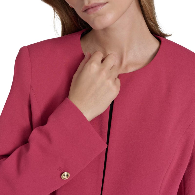 Halston Women's Long Sleeve Belted Layering Jacket, Currant, 14 - Image 2