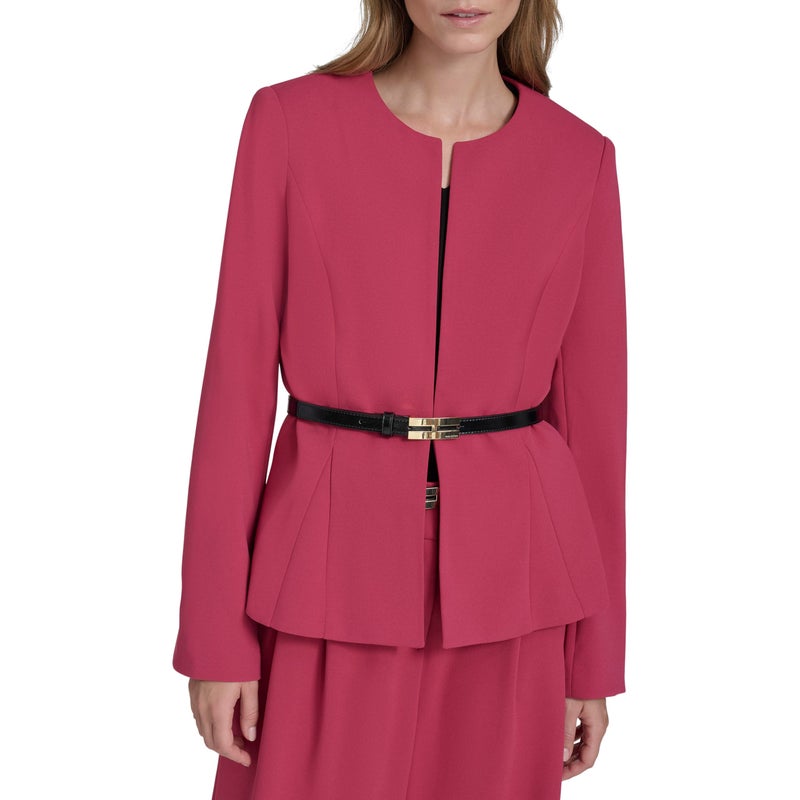 Halston Women's Long Sleeve Belted Layering Jacket, Currant, 14 - Image 1