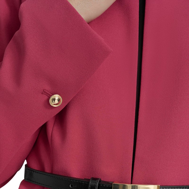 Halston Women's Long Sleeve Belted Layering Jacket, Currant, 14 - Image 3