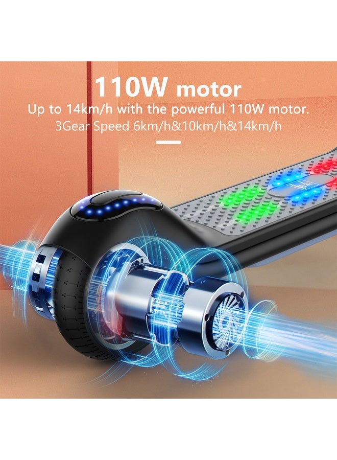 Crony سكوتر كهربائي للأطفال ZL-E7 مع مصابيح LED وبلوتوث ومقاوم للانزلاق بإطار من سبائك الألمنيوم وزن 7 كجم وحمولة 60 كجم قابل للطي - أزرق - Image 5