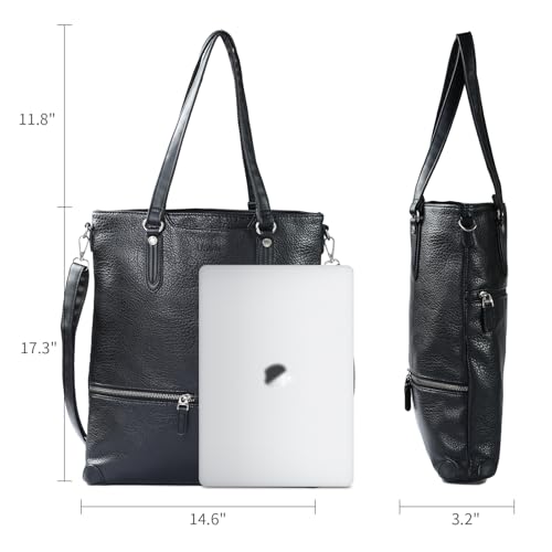 Lasaviin Laptop Tote Bag, Leather Work Tote for Computer Bag Waterproof Lightweight Shoulder Bag Purse Handbag Crossbody Bag - Image 5