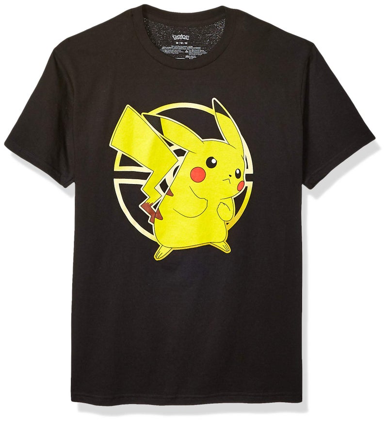 Pokemon Men's Pokémon Pikachu Poké Ball Icon Trainer T-Shirt, Black, Medium - Image 3