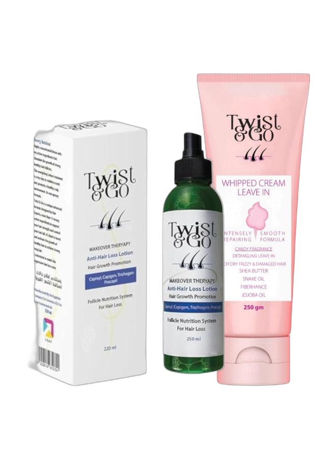  تويست اند جو  لوشن تويست آند جو المضاد لتساقط الشعر 250 مل وكريم تويست آند جو المرطب - للشعر الجاف والمجعد والتالف - مع زبدة الشيا وزيت الثعبان وزيت الجوجوبا - Image 1