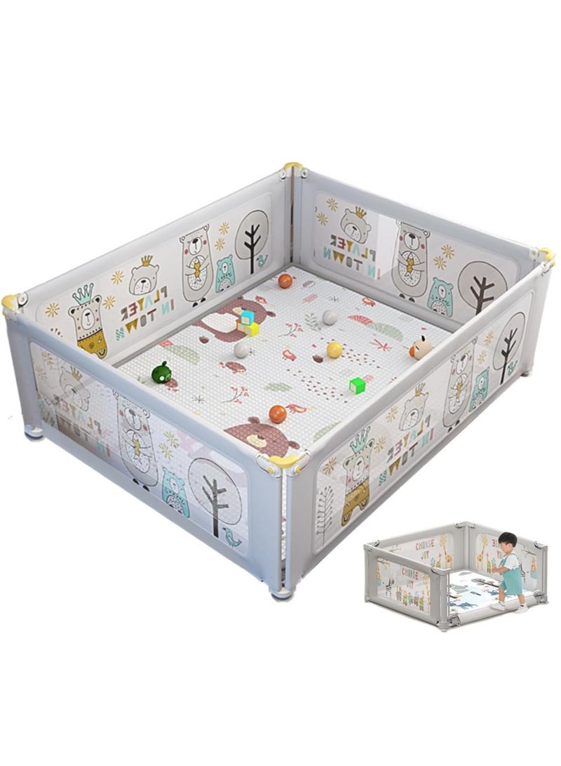 Baby Playpen Playpen for baby with Integrated dustproof bottom cloth & Suction Cup Baby Safe Activity Center Adjustable fence Baby Playards Baby Bumper Foam Playpen Breathable Mesh - Image 1