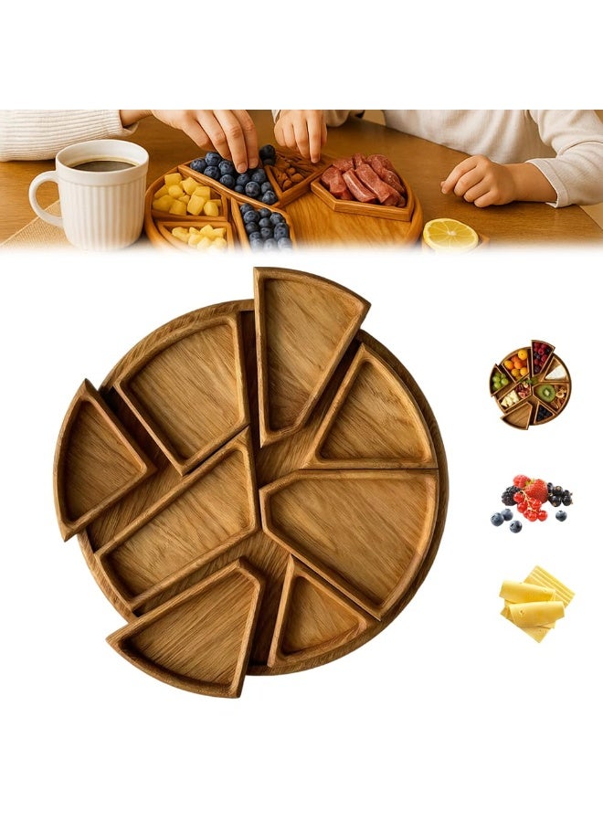 Wooden Puzzle Serving Tray with 8 Removable Compartments for Snacks & Dips - Image 1